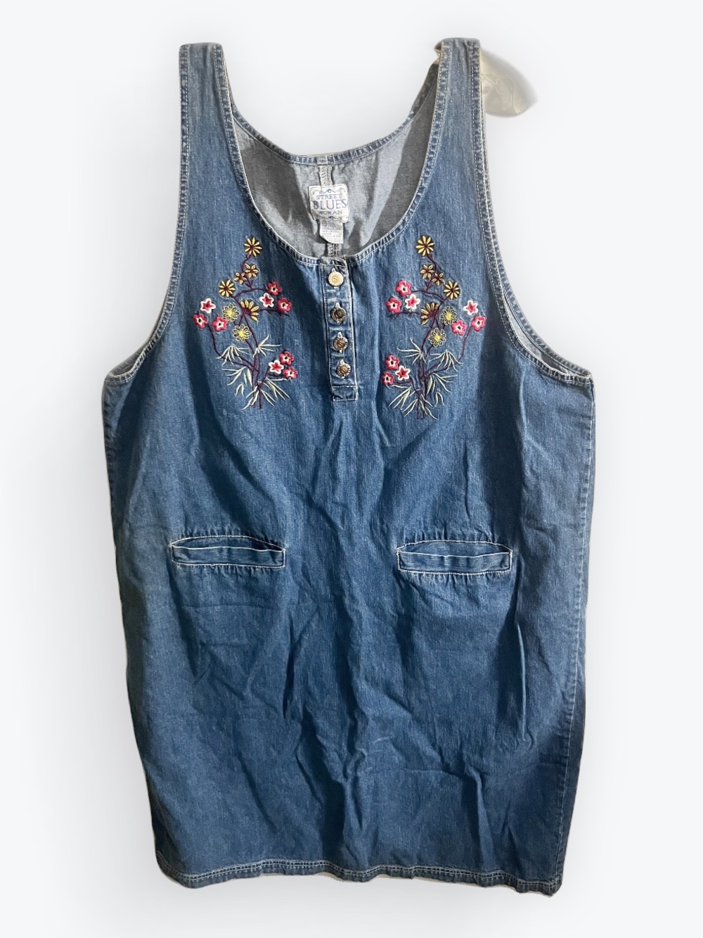 Vintage Street Blues Woman Embroidered Denim Dress Size 22W